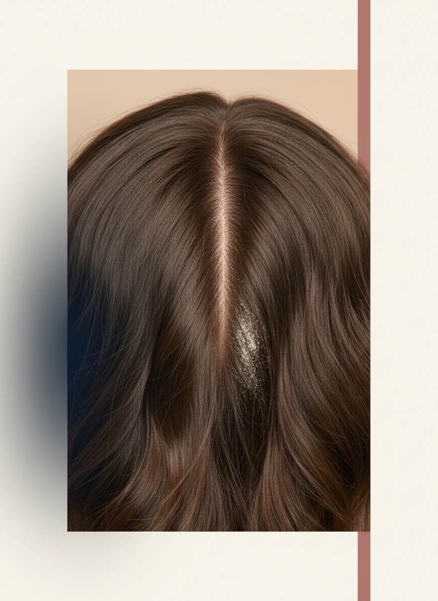 A close view of natural hair parted at the scalp for a careful at-home visual check.